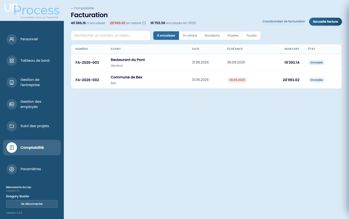 La liste des factures