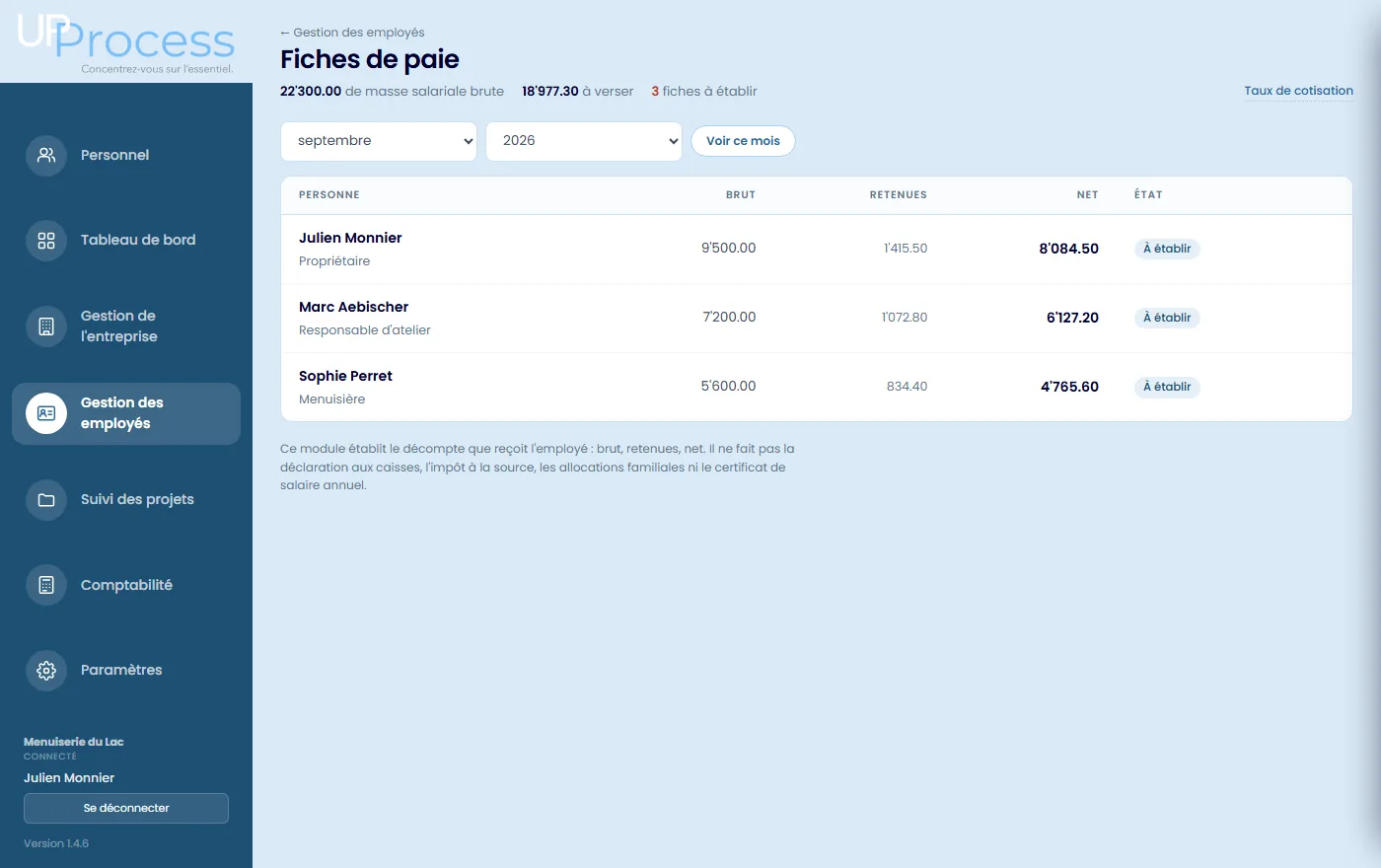 Les fiches de paie du mois