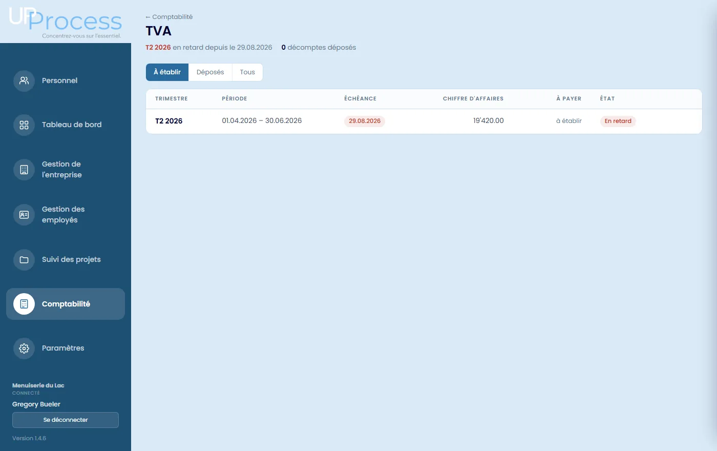 Le décompte de TVA du trimestre